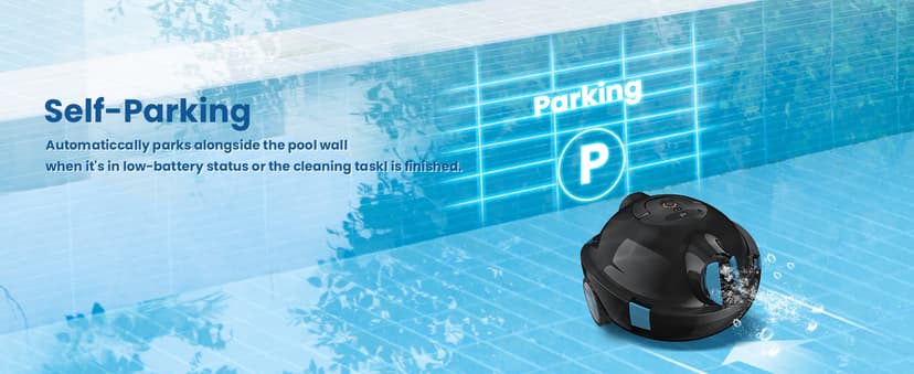 Y10 Cordless Robotic Pool Cleaner, Automatic Pool Vacuum - Ultra Long Battery Life, Powerful Suction, Self-Parking, Lightweight for Above/Inground Pools Up to 65ft/1100 Sq.Ft (Obsidian)