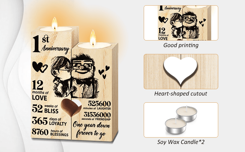 1st Anniversary Wedding Gifts for Wife, Couples Gifts Candlestick,1st 1 Year Wedding Anniversary Birthday Gifts for Wife from Husband,Wedding Anniversary Presents for Girlfriend,One Year for Her