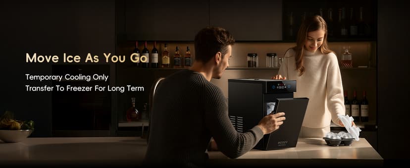 ecozy 2.4" Clear Ice Ball Maker Countertop with CrystalFlux Technology, Minimal Footprint Sphere Ice Maker with 8H Timer, 1 pcs in 40 Mins, 32 pcs/Day, Self-Cleaning for Home Bar Whiskey & Bourbon