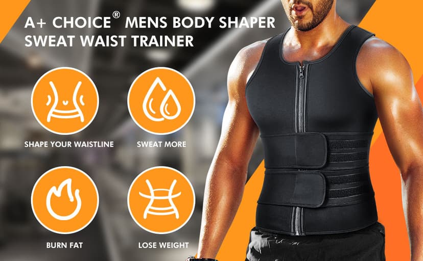 Sauna Vest Waist Trainer for Men - Mens Sauna Suit Double Sweat Belt Body Shaper for Gym Workout Exercise