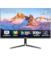 CUNPU 24 Inch Touchscreen Monitor, 10 Point Touch, FHD 1080P 75Hz IPS Screen, 100% SRGB, VESA Wall Mountable, Tilt Adjustment, VGA HDMI USB for PC, Laptop Business & Work Station, Warehouse