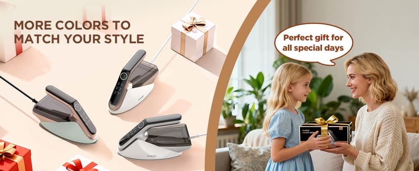 Newbealer Steam Generator Iron, 1500W Turbo Steamer for Clothes, 2 Bar Pressure Clothes Iron, 4 Steam & 4 Dry Heat Modes, Fast Heat-Up, 350ml Detachable Tank, Auto-Off, Self-Cleaning (Gold)