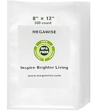 MEGAWISE 2025 Powerful Vacuum Sealer Machine | Compact Design | One-Touch Automatic | Seal in 10-20 Seconds | Dry, Moist, Wet, and Cold Modes | With 10 Vacuum Bags & Built-in Cutter (Grey)