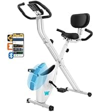 BARWING Stationary Exercise Bike for Home Workout, 5 IN 1 Foldable Indoor Cycling Bike for Seniors, 350LB Capacity, 16-Level Magnetic Resistance, Seat Backrest Adjustments