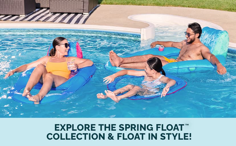 SwimWays Spring Float Premium Hammock Pool Lounger, Inflatable Pool Floats Adult with Fast Inflation for Ages 15 & Up, Sky Blue