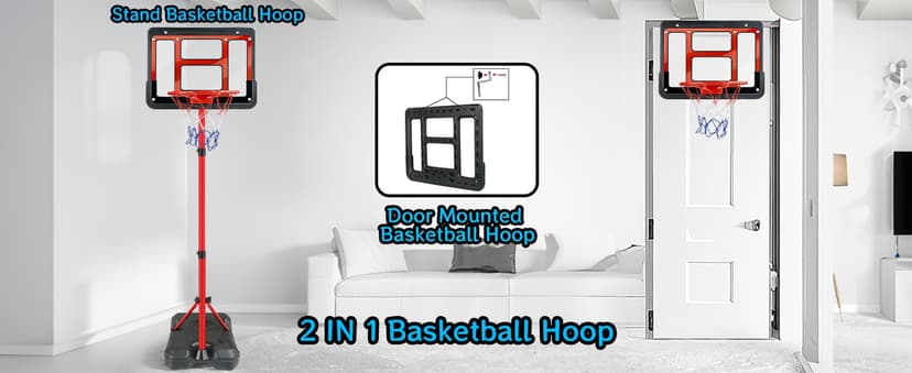 Boys Toy Gifts for 3 4 5 6 7 8 Years Old, Kids Basketball Hoop Adjustable Height 3.5FT-6.2FT, Mini Basketball Hoop for Kid Boys, Basketball Goal Toys Outdoor Indoor Game Gifts for Boys, Red