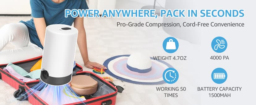 Vacuum Bags for Travel with Rechargeable Pump, 3 Sizes Vacuum Seal Bags for Clothing, Compression Vacuum Travel Bags for Luggage, Vacuum Packing Bags for Closet Organization (15 Combo Travel Size)