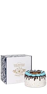 Thoughtfully Pets, Blue Dog Birthday Cookie Gift Set, Hand Decorated Crunchy Dog Treats in Bone Shapes, Great for Birthdays, Set of 8