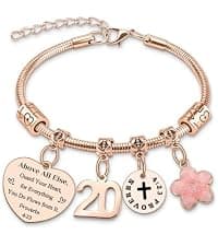 DlaeKua 15th 13th 16th Birthday Gifts for Girl Stainless Steel Bracelet for Women Daughter Granddaughter Niece Sisters 15th Birthday Gift Bracelets Inspirational Gifts Bible Verse 15 13 16 Years Old