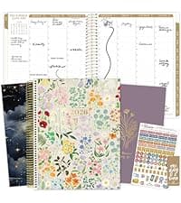 bloom daily planners HARDCOVER 2026 Planner (January to December) - A5 Task Goal Planner for Women - Monthly & Weekly Inspirational Agenda Book - 5.5" x 8.25" - Linen, Green