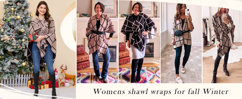 Moss Rose Women's Shawl Wrap Poncho Ruana Cape Open Front Cardigan Shawls for Fall Winter