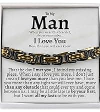 Love You This Much Steel Twist Bracelet for Him - Birthday & Wedding Gift for Husband, Boyfriend, or Fiance