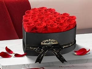16 Preserved Flowers Rose in a Box, Gifts for Women Mom Her Wife on Mothers Day Valentines Birthday Christmas Anniversary Romantic(Red)