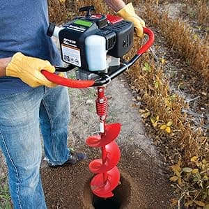 Earthquake E43 1-Person Earth Auger Powerhead, 43cc 2-Cycle Viper Engine, 30:1 Transmission, 5 Year Limited Warranty, Red or Black Auger Bit