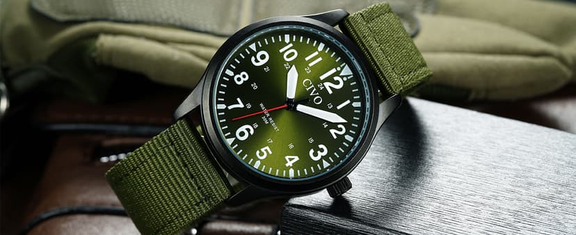 CIVO Analog Wrist Watches for Men: Waterproof Stainless Steel Mens Watches - Silver Watch with Easy Read Dial Men's Watch for Gift