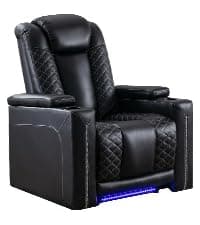 IOMOR Push Back Recliner Chair Faux Leather Lounge Armchair with Rivet Decoration Wingback Single Sofa Chair with Padded Seat Solid Wood Legs for Living Room, Chocolate