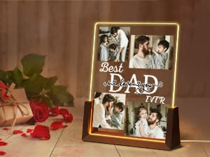 Personalized Best Friend Birthday Gifts for Women, Custom Acrylic Plaque Printed Walnut Picture Frame With LED Night Light, Personalized Christmas Gifts for Friendship, Friend, Women, Besties, BFF