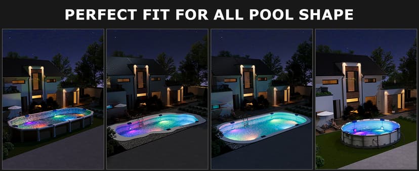 Solar Lights for Pools & Gardens - Waterproof RGB 16 Color Changing LED Lights (4Pack)