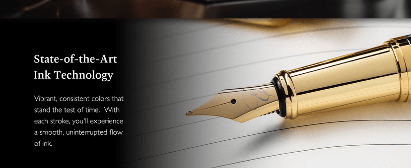 Ellington Pens Luxury Fountain Pen Set - Fountain Pen For Writing - Smooth Medium Nib - Includes Refillable Ink Converter, 3 Ink Cartridges, Gift Box - Calligraphy, Journaling, Sketching (The Stealth)