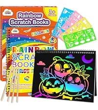 ZMLM Scratch Paper Art-Crafts Gift: 2 Pack Rainbow Notebooks Supplies Toys Easter Basket Stuffers for 3 4 5 6 7 8 9 10 Years Old Girls and Boys Kids Birthday Party Games (Pink)