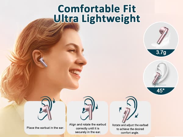 Wireless Earbuds, in Ear Headphones with 4 ENC Mics, Bluetooth 5.4 Ear Buds Hi-Fi Stereo, 36H Playtime Earphones with USB-C Charging Case, 3g Lightweight, IP7 Waterproof Headset for Work/Running
