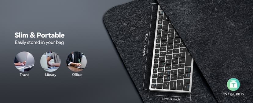 TECKNET Bluetooth Keyboard Rechargeable, 4-Device (2.4G+3BT) Wireless Keyboard, Ultra-Slim Quiet Typing, 14 Hotkeys Computer Keyboard for PC/Laptop/Smart TV/Tablet/iPad