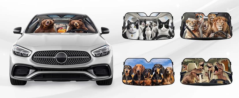 GENANY Hunting Car Sun Shade for Car SUV Truck (55x30 inches), Deer Skull Sun Shade Windshield, Shades for Front Windows, Protector Blocks UV, Car Decor