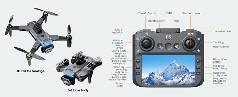 4K Drone with Camera for Adults, FPV Foldable Quadcopter with 4.3" Screen Remote Controller, Brushless Motor,Obstacle Avoidance,Under 249g,One-Key Takeoff & Auto Follow,2Batteries,Portable HD Drone