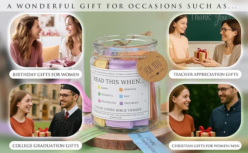Read This When Bible Verses Jar For Daily Encouragement – Christian Gifts for Women, Birthday Gifts for Women, Christmas Gifts for Women, Birthday Gifts for Mom, Graduation & Teacher Gifts