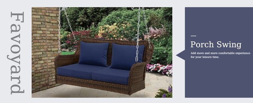 Favoyard Outdoor Seat Cushion Set 24 x 24 Inch Waterproof & Fade Resistant Patio Furniture Cushions with Removable Cover Deep Seat & Back Cushion with Tie Straps for Chair Sofa Couch