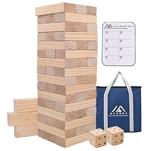Giant Tumble Tower Games for Kids and Adults 57 Blocks New Zealand Pine Wooden Blocks Stacking to Over 4.2FT Family Game for Indoors Outdoors Yard Games for Family
