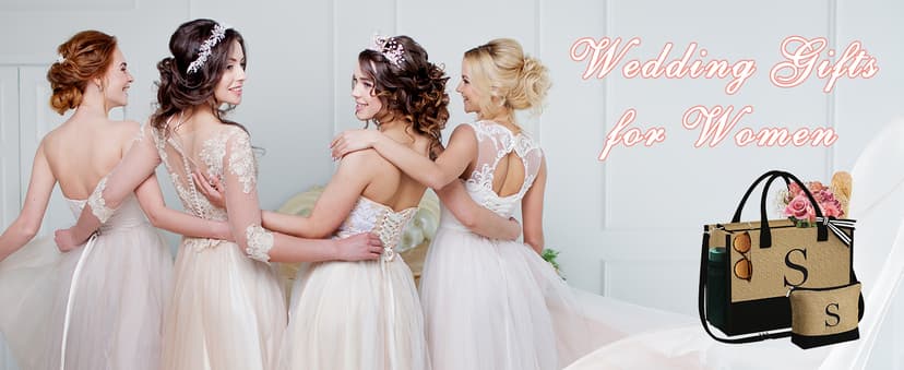 YOOLIFE Personalized Gifts for Women - Initial Jute Tote Bag & Makeup Bag, Birthday Gifts for Women Mom Wife Teacher Friend