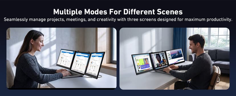 Vixtan 14" Triple Laptop Screen Extender, 3.0 lbs Lightweight FHD IPS Portable Monitor for Laptop, USB-C Plug & Play Multi Screen Attachment for 13-17.3" laptops with Windows/Mac/Chrome