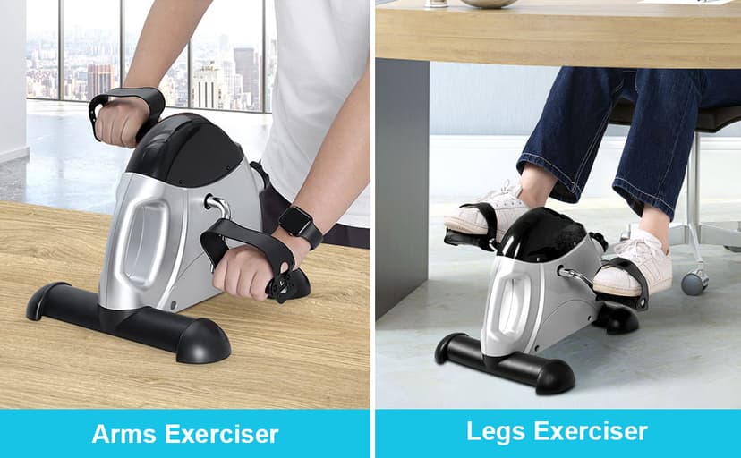 Mini Exercise Bike, himaly Under Desk Bike Pedal Exerciser Portable Foot Cycle Arm & Leg Peddler Machine with LCD Screen Displays