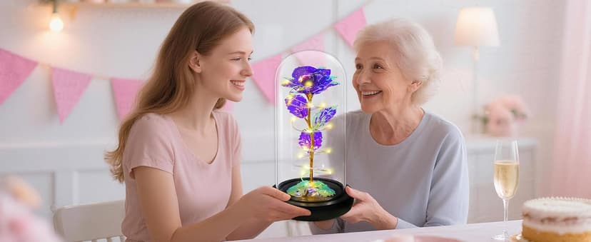 Childom Birthday Gifts for Women,Flowers for Delivery Prime,Colorful Rainbow Light Up Rose in A Glass Dome,Christmas Rose Gifts for Her Mom Women Wife Girl Grandma on Christmas Anniversary Valentines