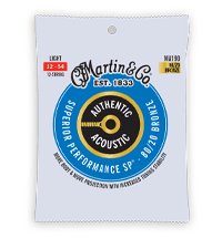MARTIN Authentic Acoustic Guitar Strings, Superior Performance Light 12-54, 80/20 Bronze