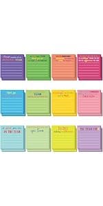 Yinder 24 Pcs Inspirational Sticky Notes with Lines Cute Motivational Sticky Notes Pad Employee Appreciation Gifts Bulk for Teacher Nurse Coworkers Office 3 x 3''(Dark Color,Appreciation)