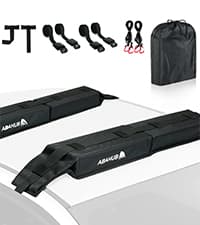 Abahub Soft Roof Rack Pads with 2 Tie Down Straps, 2 Tie Down Ropes, 2 Hood Loops and Storage Bag, for Surfboard, Kayak, Canoe, Heavy Duty Universal Car Roof Racks System Black 30 Inch