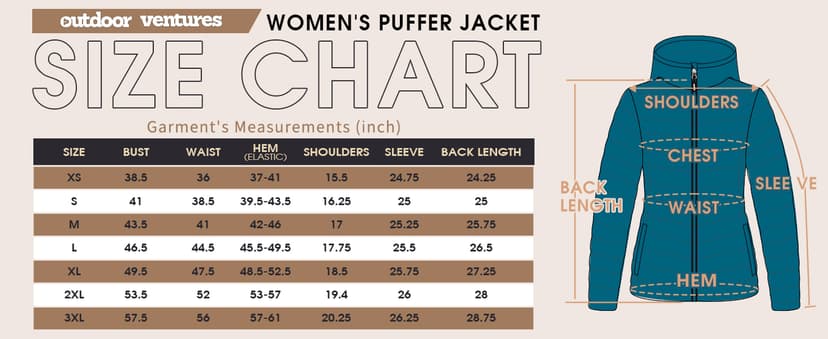 Outdoor Ventures Women's Packable Lightweight Full-Zip Puffer Jacket with Hood Quilted Winter Coat