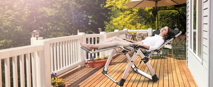 Slsy Zero Gravity Chair, Reclining Lounge Chair with Removable Cushion & Tray for Indoor and Outdoor, Patio Recliner Folding Reclining Chair