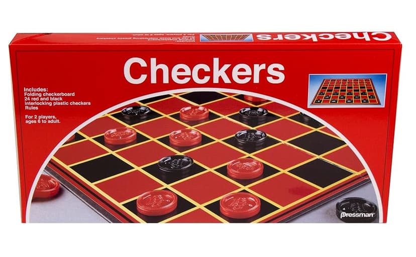 Pressman Checkers -- Classic Game With Folding Board and Interlocking Checkers, 2 Players