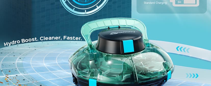 (2026 Upgrade) Cordless Robotic Pool Cleaner, Lasts 80 Min, Automatic Vacuum for Above-Ground Pools up to 650 Sq.ft, Portable, Self-Parking, Transparent Green