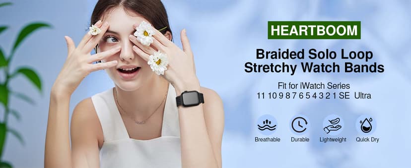 Braided Stretchy Band Compatible with Apple Watch Bands 38mm 40mm 41mm 42mm 44mm 45mm 46mm 49mm Women Men, Soft Nylon Solo Loop Magnetic Sport Strap for iWatch Series 11 10 9 8 7 6 5 4 3 2 1 SE Ultra