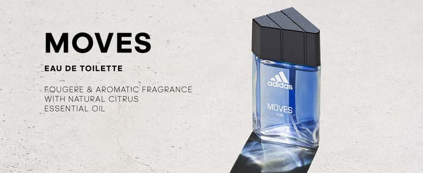 Adidas Moves Him Eau de Toilette 1 fl oz (Pack of 1), Notes of Green Apple, Cedarwood, Musk, Men's Fragrance, Long Lasting, Sporty Fragrance, Travel Size