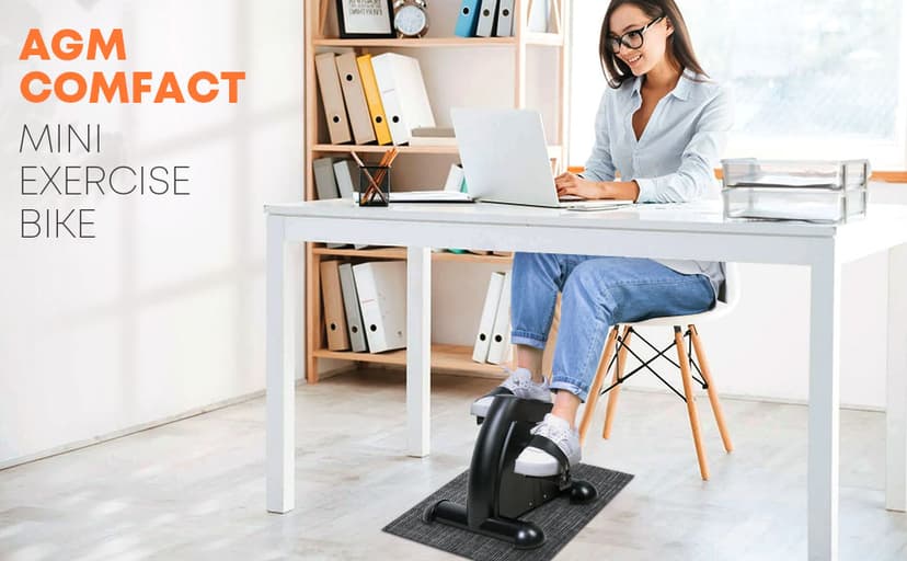 Mini Exercise Bike, AGM Under Desk Bike Pedal Exerciser Foot Cycle Arm & Leg Pedal Exerciser with LCD Screen Displays