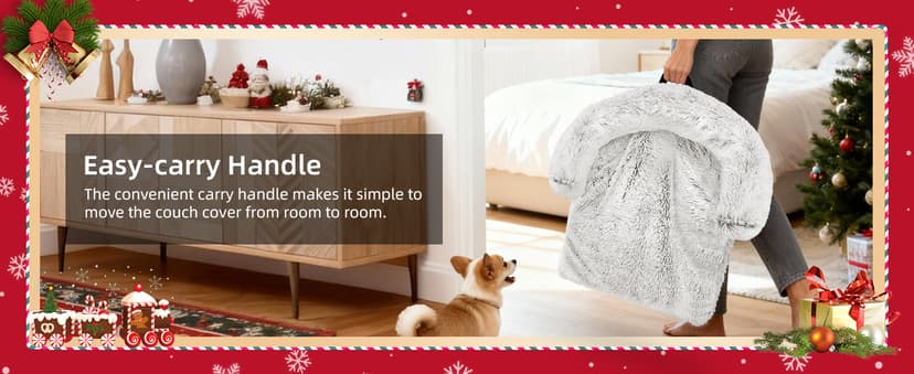 Calming Dog Bed Fluffy Plush Dog Mat for Furniture Protector with Removable Washable Cover for Large Medium Small Dogs and Cats (Large, Light Grey)