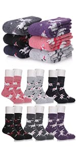 FNOVCO Girls Knee High Socks Kids Crazy Fun Gift Cute Animal Patterns Cotton Long Socks 6 Pairs