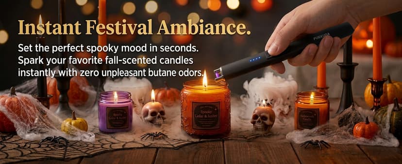 FUKKUDA Electric Candle Lighter, Rechargeable USB Arc Lighter for Candles, Fireplace, Camping BBQ, Christmas Stocking Stuffers, Birthday, Valentines Day and Easter Gifts for Women Men (Obsidian Black) B08GLRLH25