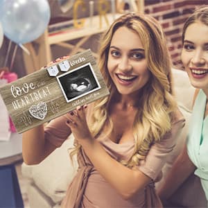 Baby Sonogram Picture Frame with Countdown Weeks - Standard 4"x3" Ultrasound Photo - Pregnancy Announcements Ideas - Gender Reveal Baby-Shower Gift - New Mom Expecting Parents to Be Keepsake Gifts