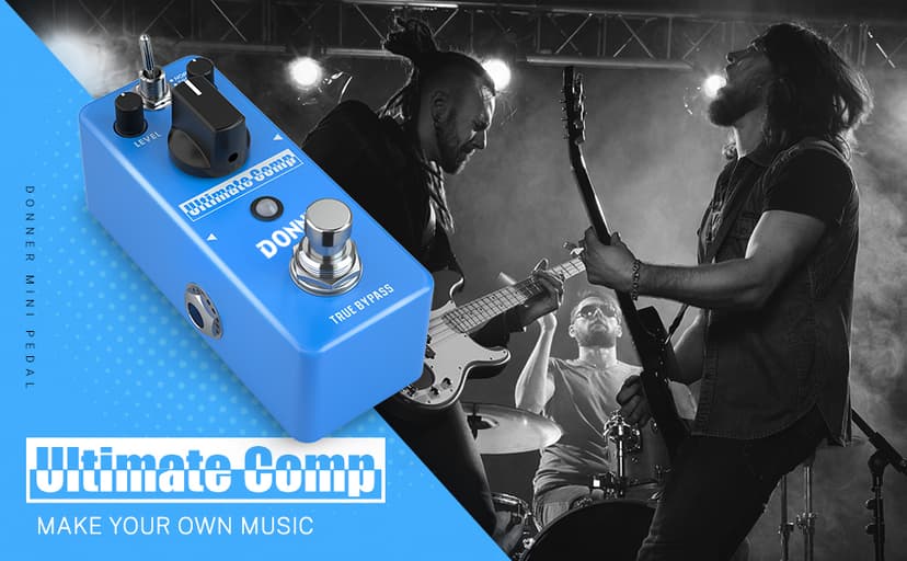 Donner Compressor Pedal, Ultimate Comp 2 Modes Compression Effect Pedal Pure Analog for Electric Guitar and Bass True Bypass